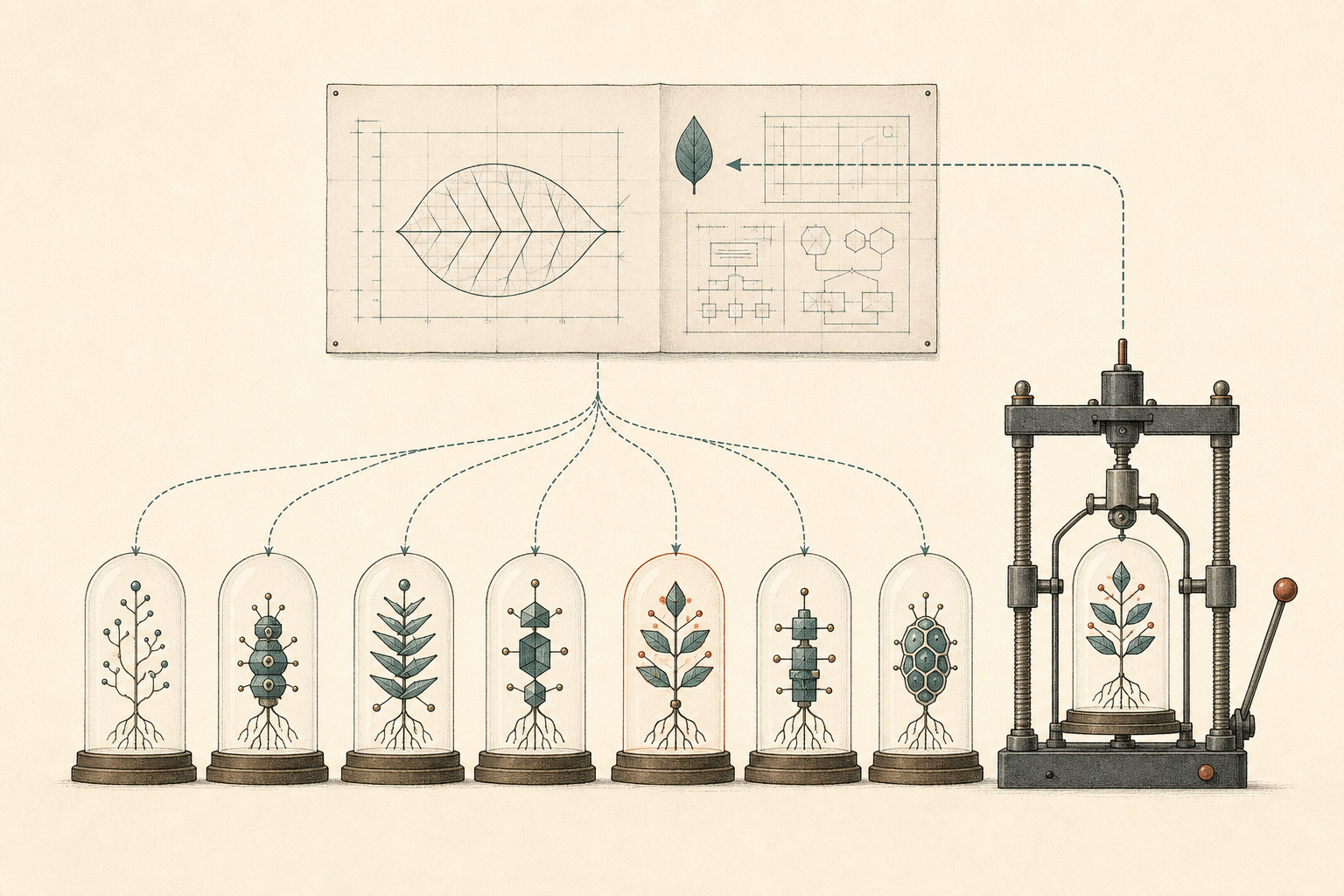 A specification guides the selection of software organisms.